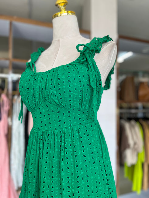 Summer Hollow Out Embroidery Tiered Long Dresses